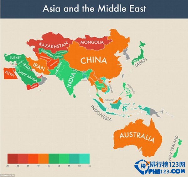 亚洲和中东地区的情况。（图片来源：英国媒体）