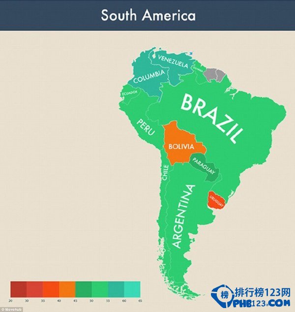 南美洲国家幸福指数较高。（图片来源：英国媒体）